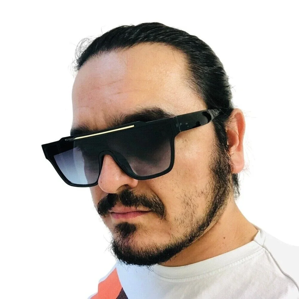 Flat Top Sunglasses‎ Men's Fashion Square Frame Oversized Shades Miami Beach Hot